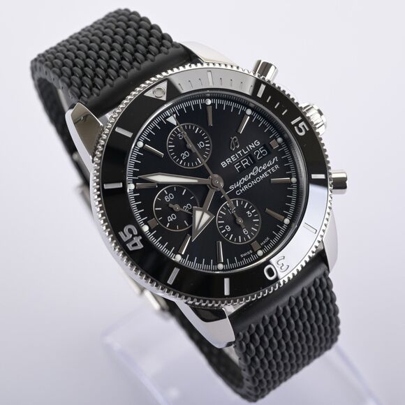 Breitling SuperOcean Heritage II A13313 Black Chronograph 44mm Watch Full Set - Picture 8 of 13